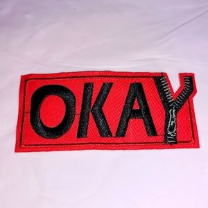 Embroidered Iron on Patch OKAY Zipper Y, NWOT unbranded